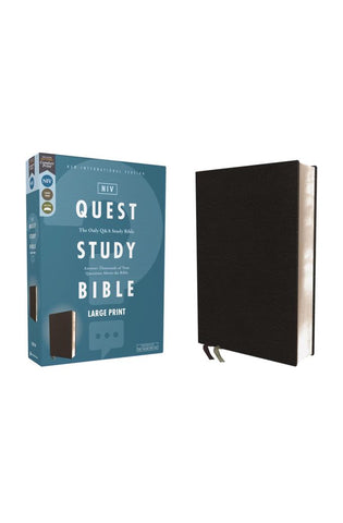 Image of NIV, Quest Study Bible, Large Print, Bonded Leather, Black, Comfort Print: The Only Q and A Study Bible