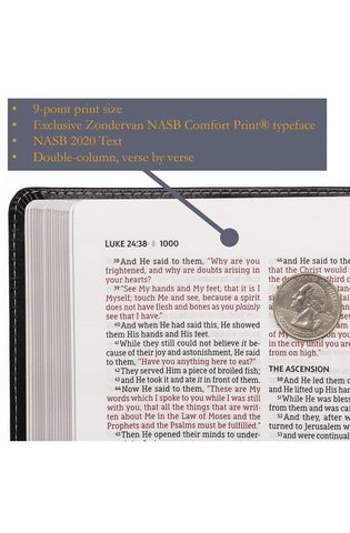 Image of NASB, Thinline Bible, Leathersoft, Black, Red Letter, 2020 Text, Comfort Print