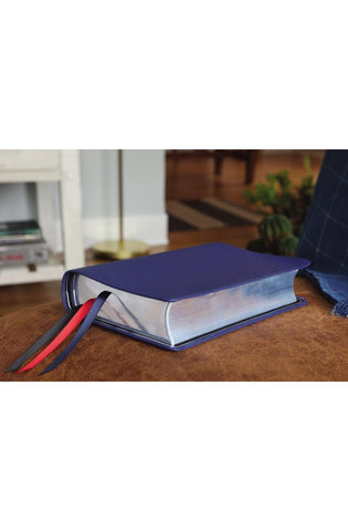 Image of NIV, Side-Column Reference Bible (Deep Study at a Portable Size), Personal Size, Premium Goatskin Leather, Blue, Premier Collection, Art Gilded Edges, Comfort Print