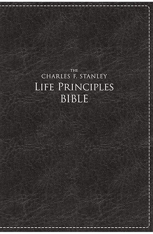 Image of NKJV, Charles F. Stanley Life Principles Daily Bible, Large Print Black Leathersoft: Holy Bible, New King James Version (Signature Series)