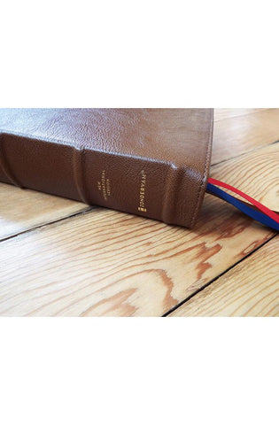 Image of NIV, Wide Margin Side Column Reference Bible, Premium Goatskin Leather, Brown, Premier Collection, Black Letter, Art Gilded Edges, Comfort Print