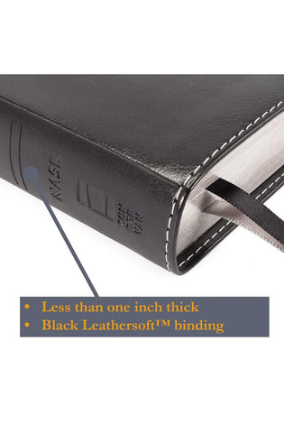 Image of NASB, Thinline Bible, Leathersoft, Black, Red Letter, 2020 Text, Comfort Print