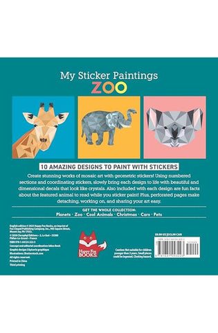 Image of My Sticker Paintings: Zoo: 10 Magnificent Paintings (Happy Fox Books) For Kids Ages 6-10 - Tiger, Wolf, Elephant, Giraffe, and More, with 50-100 Removable, Reusable Stickers per Design