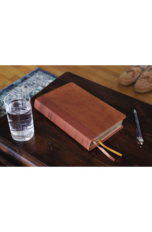 Image of NIV, Personal Size Bible, Large Print, Leathersoft, Brown, Red Letter, Thumb Indexed, Comfort Print