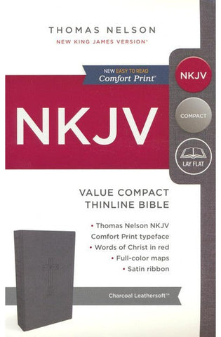 Image of NKJV, Thinline Bible, Compact, Leathersoft, Black, Red Letter, Comfort Print: Holy Bible, New King James Version
