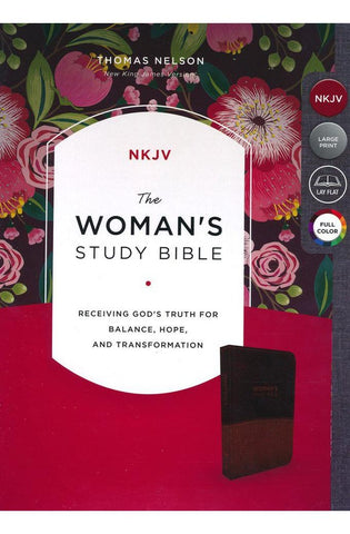 Image of NKJV The Woman's Study Bible Leathersoft Brown/Burgundy Red Letter Full-Color Edition: Receiving God's Truth for Balance Hope and Transformation