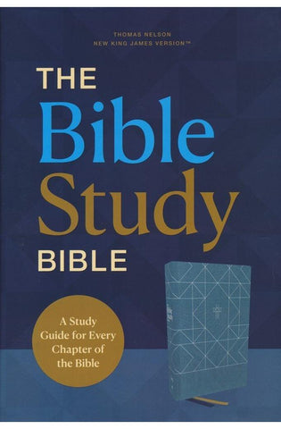 Image of NKJV The Bible Study Bible Cloth over Board Blue Comfort Print: A Study Guide for Every Chapter of the Bible