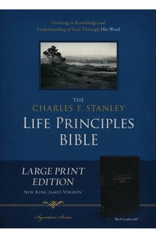 Image of NKJV, Charles F. Stanley Life Principles Daily Bible, Large Print Black Leathersoft: Holy Bible, New King James Version (Signature Series)