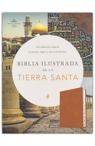 Image of Biblia RVR 1960 Ilustrada de la Tierra Santa Marrón Símil Piel con Índice