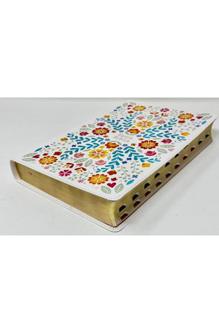 Image of Biblia RVR 1960 Súper Gigante Flores Símil Piel con Índice *IRREGULAR*