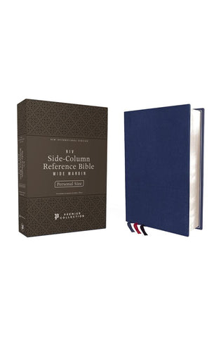 Image of NIV, Side-Column Reference Bible (Deep Study at a Portable Size), Personal Size, Premium Goatskin Leather, Blue, Premier Collection, Art Gilded Edges, Comfort Print