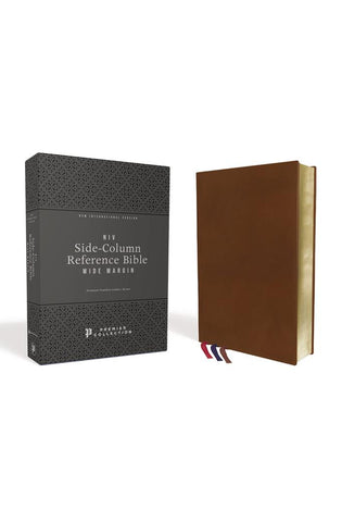 Image of NIV, Wide Margin Side Column Reference Bible, Premium Goatskin Leather, Brown, Premier Collection, Black Letter, Art Gilded Edges, Comfort Print