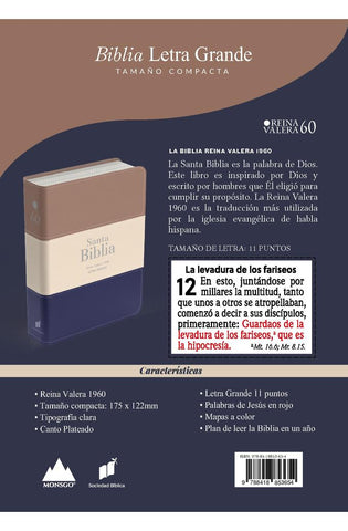 Image of Biblia RVR 1960 Compacta Letra Grande 11 puntos Símil Piel Marrón Beige Negro