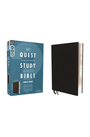 NIV, Quest Study Bible, Large Print, Bonded Leather, Black, Comfort Print: The Only Q and A Study Bible