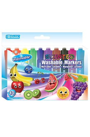 BAZIC 10 Colors Washable Scented Markers