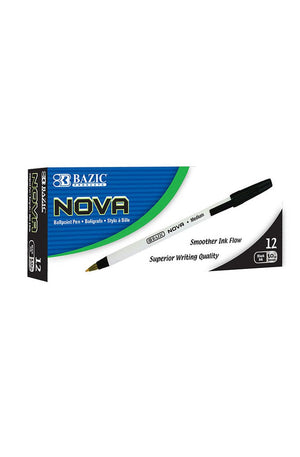 BAZIC Nova Black Color Stick Pen (12/Box)