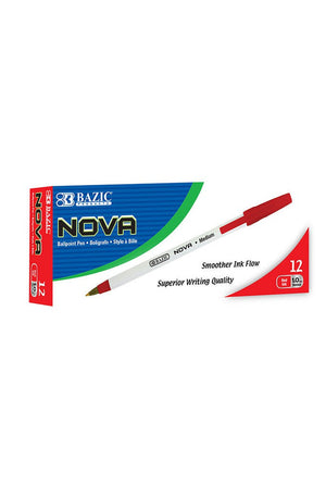 BAZIC Nova Red Color Stick Pen (12/Box)