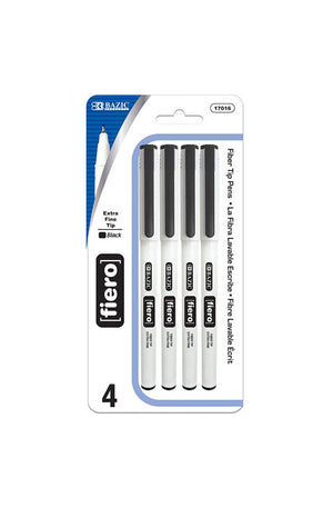 BAZIC Fiero Black Fiber Tip Fineliner Pen (4/Pack)