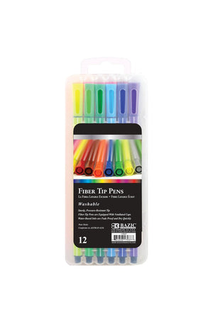 BAZIC 12 Color Washable Fiber Tip Pen