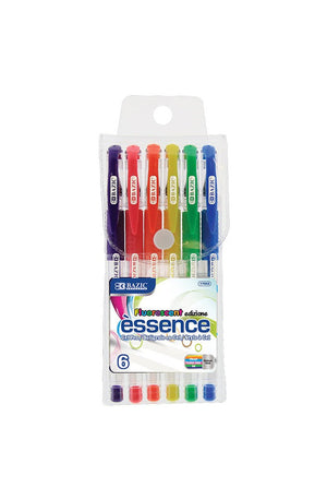 BAZIC 6 Fluorescent Color Essence Gel Pen w/ Cushion Grip