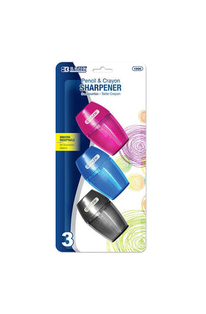 BAZIC Single Hole Sharpener w/ Receptacle (3/pack)