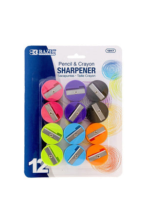 BAZIC Round Pencil Sharpener (12/Pack)