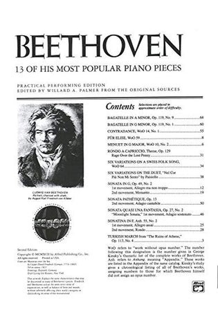 Image of Beethoven -- 13 of His Most Popular Piano Pieces (Alfred Masterwork Edition)