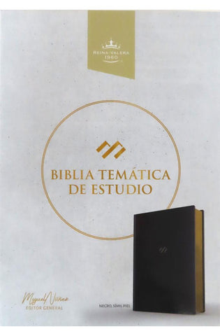 Image of Biblia RVR 1960 de Estudio Temática Miguel Nuñez Símil Piel Negro