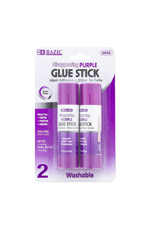 BAZIC 0.7 oz (21g) Washable Disappearing Purple Glue Stick (2/Pack)