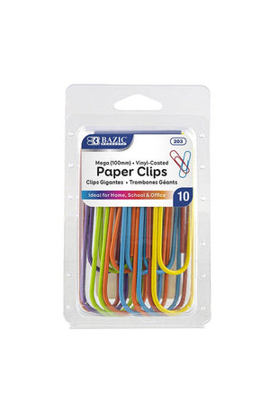 BAZIC Mega (100mm) Color Paper Clips (10/Pack)