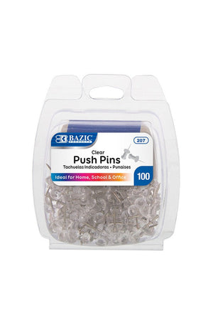 BAZIC Clear Transparent Push Pins (100/Pack)