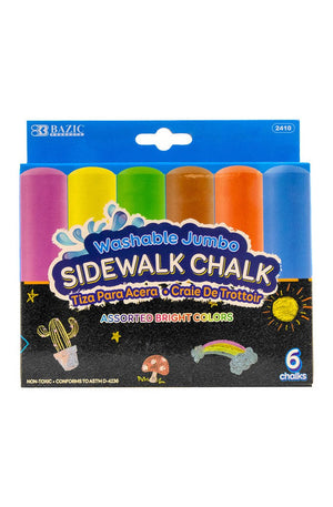 BAZIC 6 Jumbo Sidewalk Chalks