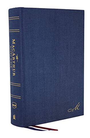 Image of NKJV MacArthur Study Bible 2nd Edition Cloth over Board Blue Comfort Print: Unleashing God's Truth One Verse at a Time