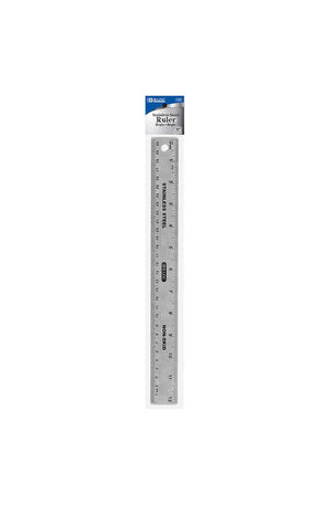 BAZIC 12 (30cm) Stainless Steel Ruler w/ Non Skid Back"