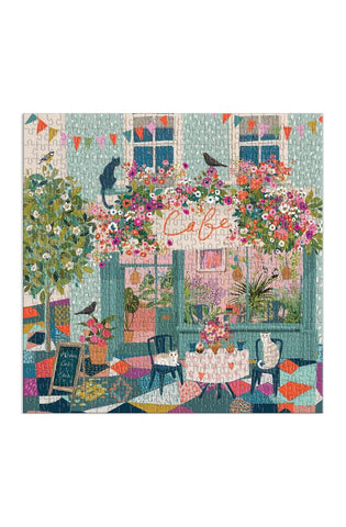 Image of Galison Afternoon Tea Puzzle, 500 Pieces, 20” x 20” - Floral Jigsaw Puzzle with a Beautiful Illustration by Victoria Ball - Thick Sturdy Pieces, Challenging Family Activity, Makes a Great Gift