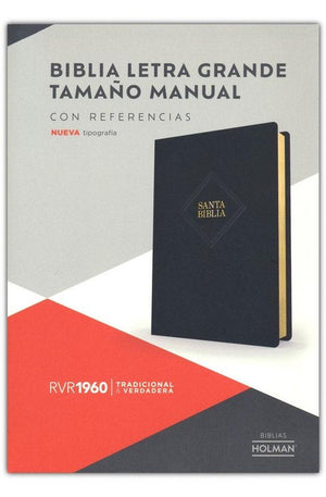 Biblia RVR 1960 Letra Grande Tamaño Manual Símil Piel Negra