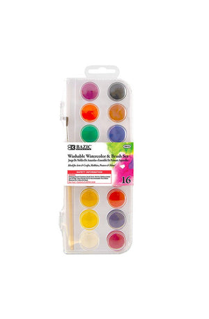 BAZIC 16 Ct. Watercolor w/ Brush