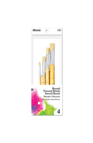 BAZIC Round Natural Bristle Stencil Brush (4/Pack)
