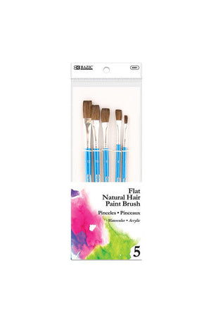 BAZIC Flat Natural Hair Paint Brush (5/Pack)