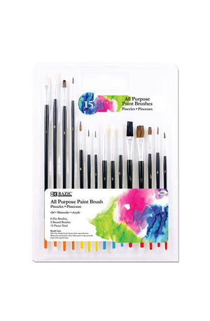 BAZIC All Purpose Paint Brush (15/Pack)