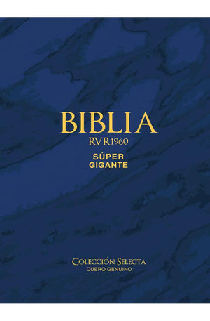 Biblia RVR 1960 Letra Súper Gigante Cuero Genuino Azul con Índice