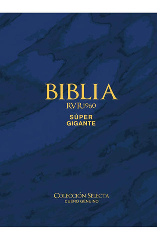 Image of Biblia RVR 1960 Letra Súper Gigante Cuero Genuino Azul con Índice