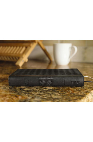 Image of NIV, Thinline Bible, Compact, Leathersoft, Black/Gray, Red Letter, Comfort Print