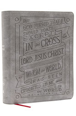 NKJV Journal Reference Edition Bible Verse Art Cover Collection Leathersoft Gray Red Letter Comfort Print: Let Scripture Explain Scripture. Reflect on What You Learn.