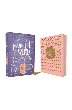 NIV Beautiful Word Bible for Girls Updated Edition Leathersoft Zippered Pink Red Letter Comfort Print: 600+ Full-Color Illustrated Verses
