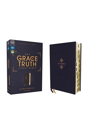 NIV The Grace and Truth Study Bible (Trustworthy and Practical Insights) Leathersoft Navy Red Letter Thumb Indexed Comfort Print