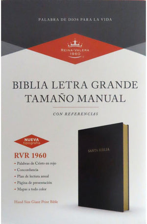 Biblia RVR 1960 Letra Grande Tamaño Manual Símil Piel Negra