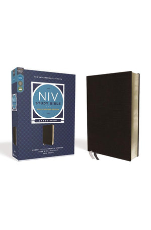 NIV Study Bible, Fully Revised Edition (Study Deeply. Believe Wholeheartedly.), Large Print, Bonded Leather, Black, Red Letter, Comfort Print