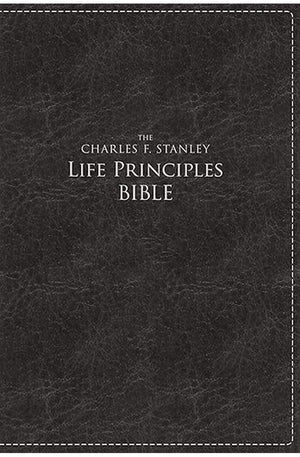 NKJV, Charles F. Stanley Life Principles Daily Bible, Large Print Black Leathersoft: Holy Bible, New King James Version (Signature Series)