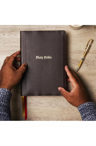 Image of KJV Holy Bible: Super Giant Print with 43000 Cross References Brown Bonded Leather Red Letter Comfort Print (Thumb Indexed): King James Version
